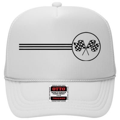 Checker Flag Dirt Track Racing Checkered Flag Racing Rally High Crown Mesh Back Trucker Hat