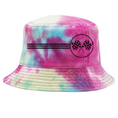 Checker Flag Dirt Track Racing Checkered Flag Racing Rally Tie-Dyed Bucket Hat