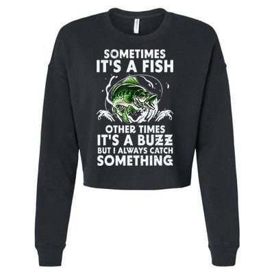 Cool Fishing Design For Fisher Fishing Rod Fish Fisherman Gift Cropped Pullover Crew