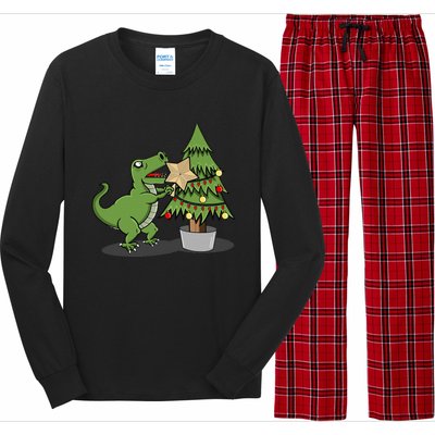 Cute Funny Dinosaur T Rex Tyrannosaurus Christmas Long Sleeve Pajama Set