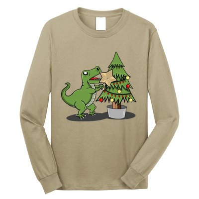 Cute Funny Dinosaur T Rex Tyrannosaurus Christmas Long Sleeve Shirt