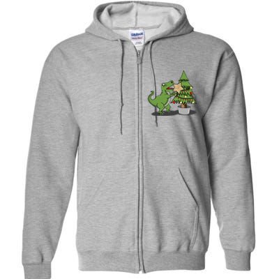 Cute Funny Dinosaur T Rex Tyrannosaurus Christmas Full Zip Hoodie