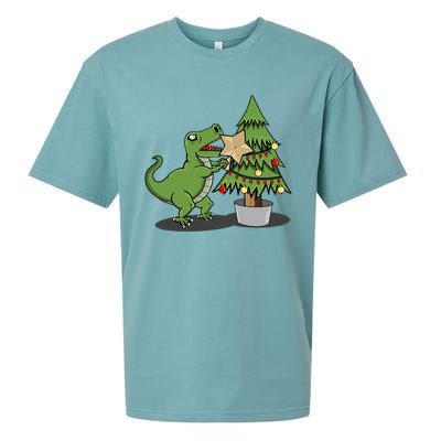 Cute Funny Dinosaur T Rex Tyrannosaurus Christmas Sueded Cloud Jersey T-Shirt