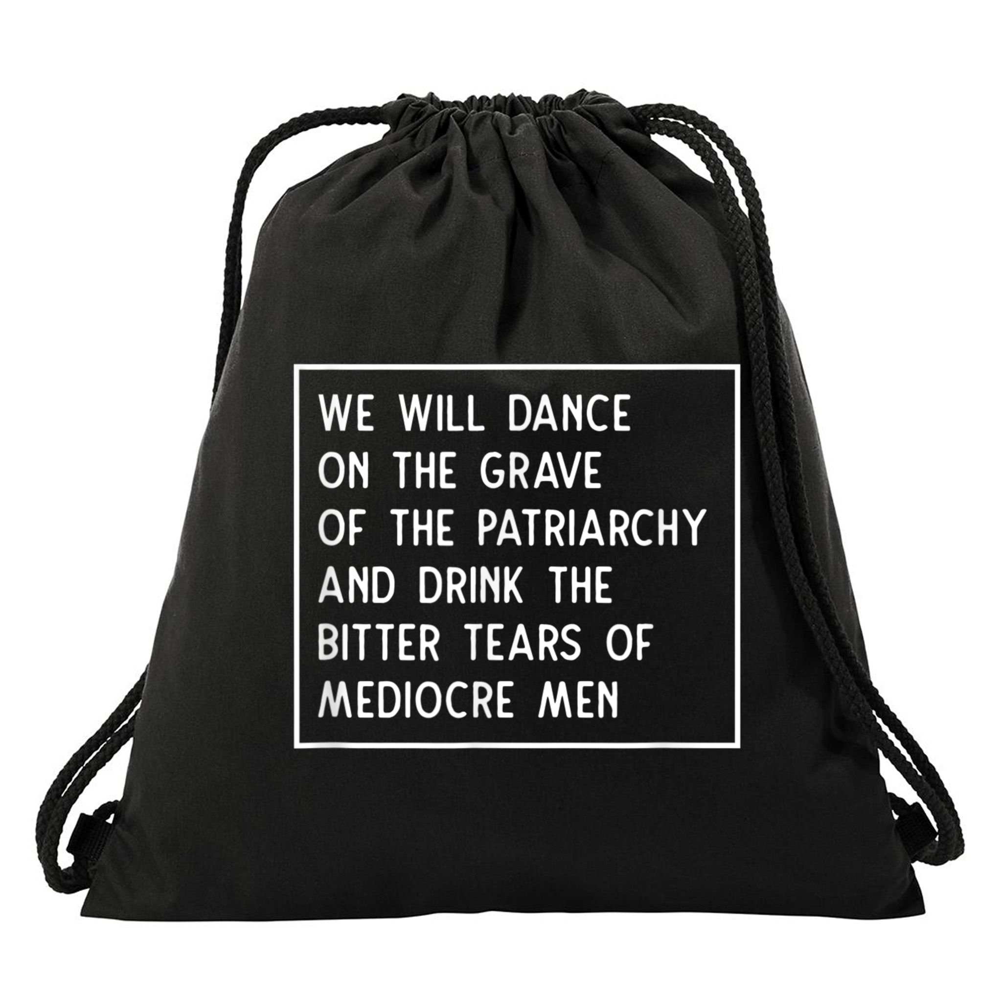 Cute Funny Dance On The Grave Of The Patriarchy Social Justice Feminist Drawstring Bag