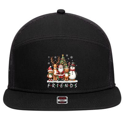 Christmas Friends Dabbing Santa Rudolph Snow Reindeer Gift 7 Panel Mesh Trucker Snapback Hat