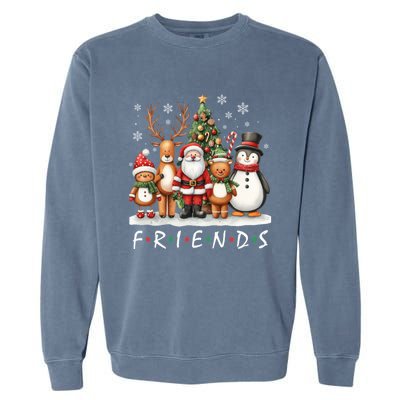 Christmas Friends Dabbing Santa Rudolph Snow Reindeer Gift Garment-Dyed Sweatshirt