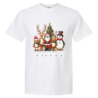 Christmas Friends Dabbing Santa Rudolph Snow Reindeer Gift Garment-Dyed Heavyweight T-Shirt