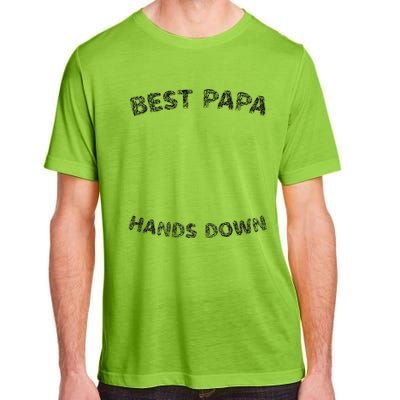 Cool FatherS Daycraft Handprints Best Papa Hands Down Adult ChromaSoft Performance T-Shirt