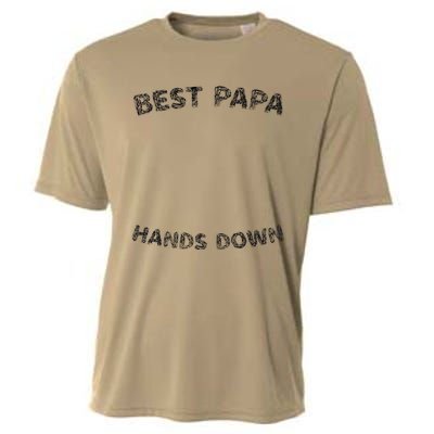 Cool FatherS Daycraft Handprints Best Papa Hands Down Cooling Performance Crew T-Shirt