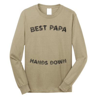 Cool FatherS Daycraft Handprints Best Papa Hands Down Long Sleeve Shirt