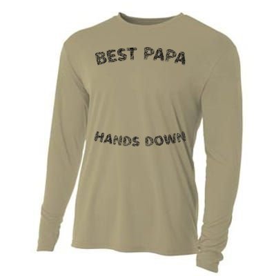 Cool FatherS Daycraft Handprints Best Papa Hands Down Cooling Performance Long Sleeve Crew