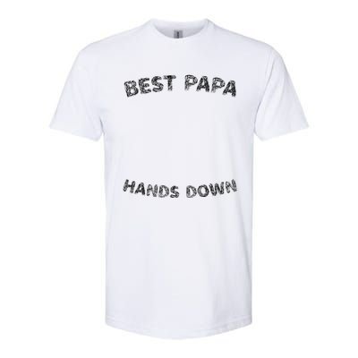 Cool FatherS Daycraft Handprints Best Papa Hands Down Softstyle CVC T-Shirt