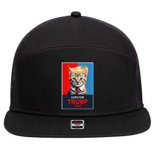 Cats For Donald Trump 2024 Election 7 Panel Mesh Trucker Snapback Hat