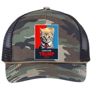 Cats For Donald Trump 2024 Election Retro Rope Trucker Hat Cap