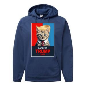 Cats For Donald Trump 2024 Election Performance Fleece Hoodie