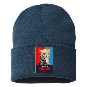 Cats For Donald Trump 2024 Election Sustainable Knit Beanie