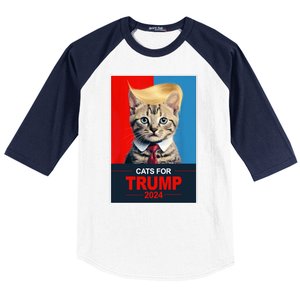 Cats For Donald Trump 2024 Election Baseball Sleeve Shirt