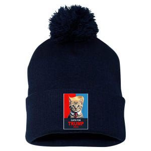 Cats For Donald Trump 2024 Election Pom Pom 12in Knit Beanie