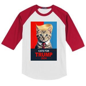 Cats For Donald Trump 2024 Election Kids Colorblock Raglan Jersey