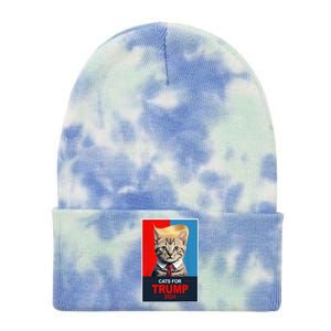 Cats For Donald Trump 2024 Election Tie Dye 12in Knit Beanie