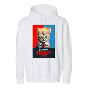 Cats For Donald Trump 2024 Election Garment-Dyed Fleece Hoodie