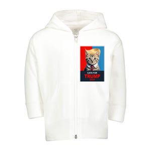 Cats For Donald Trump 2024 Election Toddler Zip Fleece Hoodie