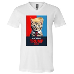 Cats For Donald Trump 2024 Election V-Neck T-Shirt