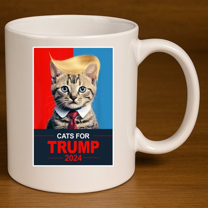 Cats For Donald Trump 2024 Election 11oz C Handle Ceramic Mug