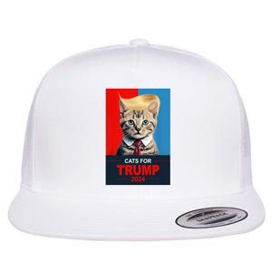 Cats For Donald Trump 2024 Election Flat Bill Trucker Hat