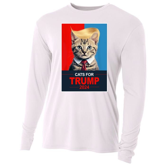 Cats For Donald Trump 2024 Election Cooling Performance Long Sleeve Crew