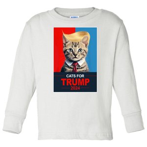 Cats For Donald Trump 2024 Election Toddler Long Sleeve Shirt