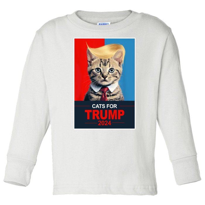 Cats For Donald Trump 2024 Election Toddler Long Sleeve Shirt