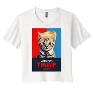 Cats For Donald Trump 2024 Election Women's Crop Top Tee