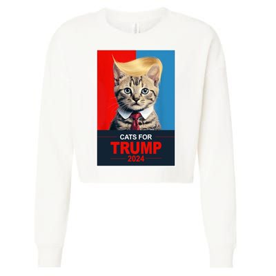 Cats For Donald Trump 2024 Election Cropped Pullover Crew