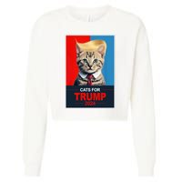 Cats For Donald Trump 2024 Election Cropped Pullover Crew