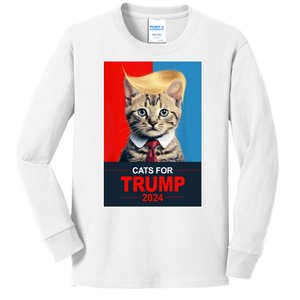 Cats For Donald Trump 2024 Election Kids Long Sleeve Shirt