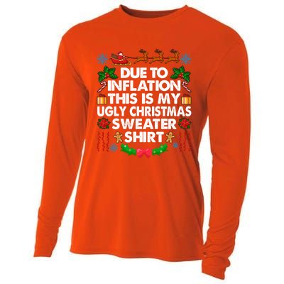 Christmas Funny Due To Inflation This Is My Ugly Sweater Gift Cooling Performance Long Sleeve Crew