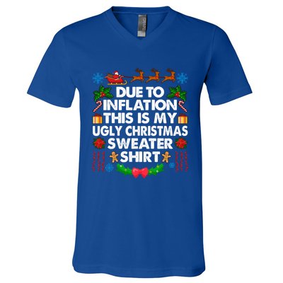 Christmas Funny Due To Inflation This Is My Ugly Sweater Gift V-Neck T-Shirt