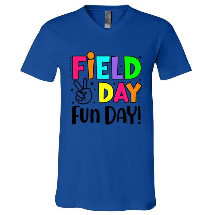 Cute Field Day Fun Day For Teacher Field Day 2024 Cool Gift V-Neck T-Shirt