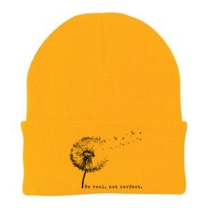 Cute Flying Dandelion Be Real Not Perfect Inspirational Positive Vibes Knit Cap Winter Beanie