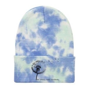 Cute Flying Dandelion Be Real Not Perfect Inspirational Positive Vibes Tie Dye 12in Knit Beanie