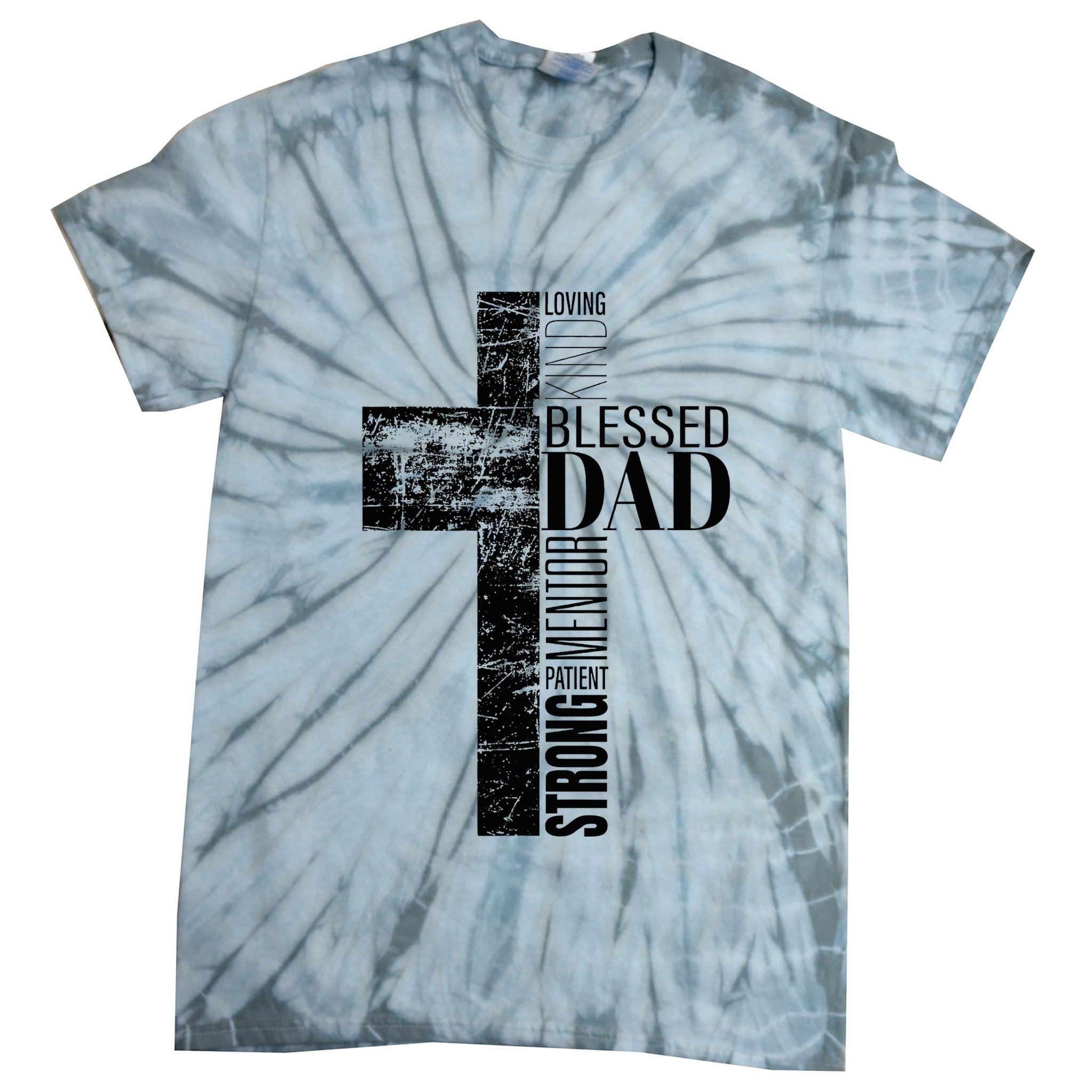 Christian Fathers Day Gifts Religious Blessed Dad Cross Tie-Dye T-Shirt