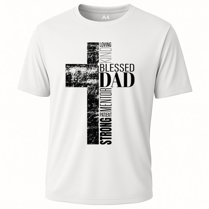 Christian Fathers Day Gifts Religious Blessed Dad Cross Cooling Performance Crew T-Shirt