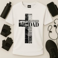 Christian Fathers Day Gifts Religious Blessed Dad Cross Cooling Performance Crew T-Shirt
