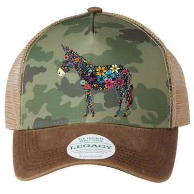 Cute Flower Donkey On Summer Floral Donkey Legacy Tie Dye Trucker Hat