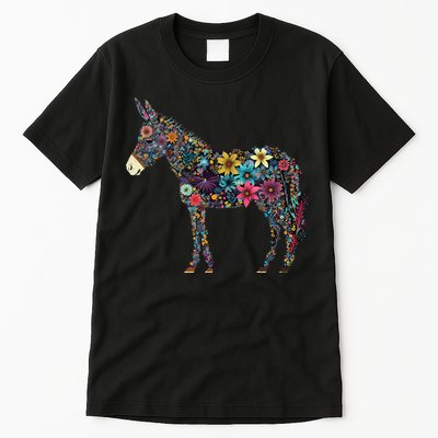 Cute Flower Donkey On Summer Floral Donkey Tall T-Shirt