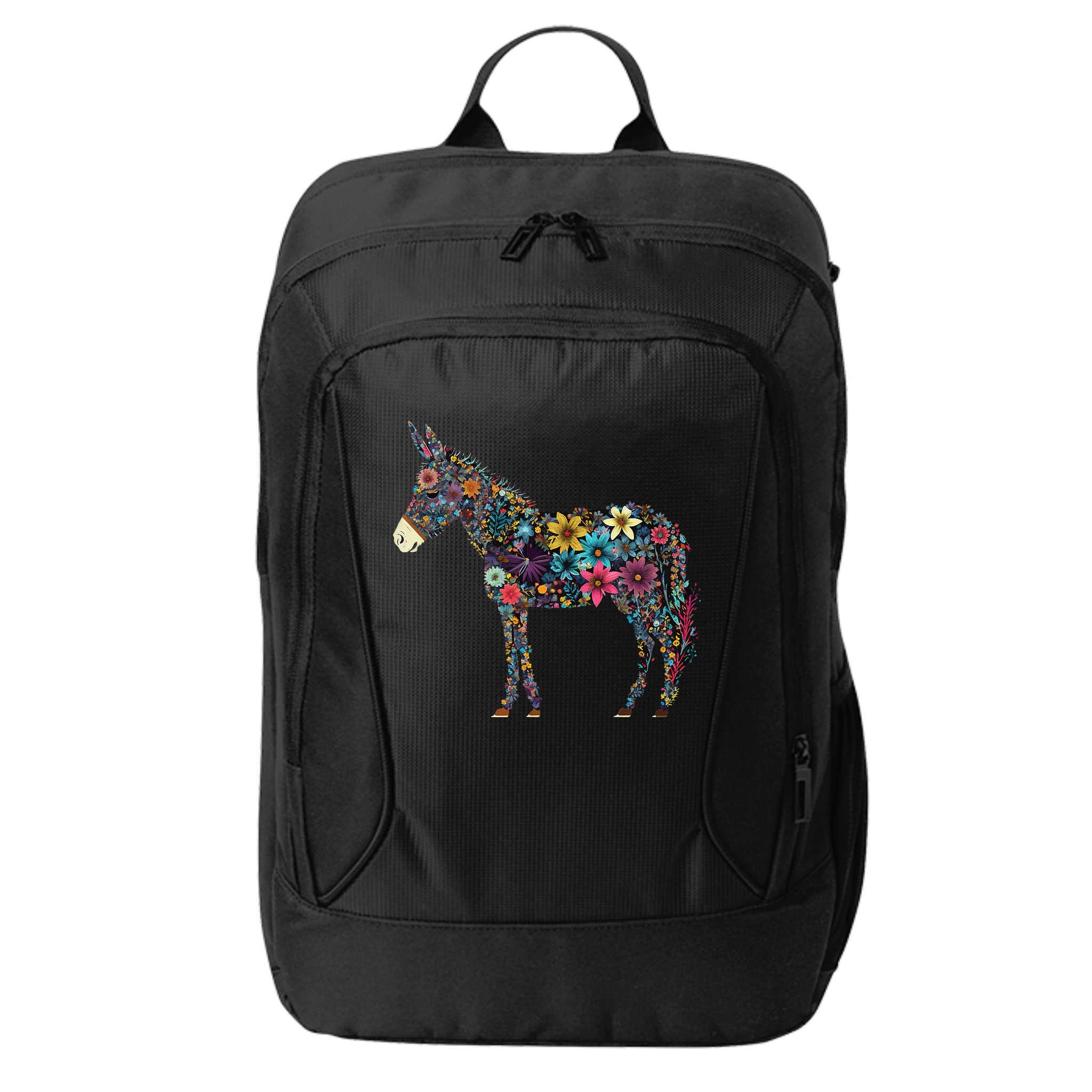 Cute Flower Donkey On Summer Floral Donkey City Backpack