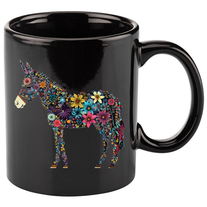 Cute Flower Donkey On Summer Floral Donkey 11oz C Handle Ceramic Mug