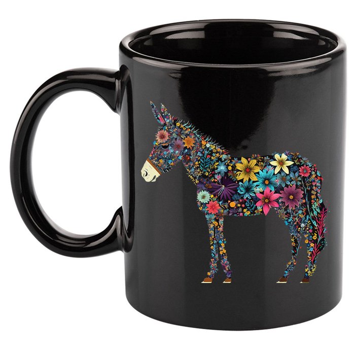 Cute Flower Donkey On Summer Floral Donkey 11oz C Handle Ceramic Mug