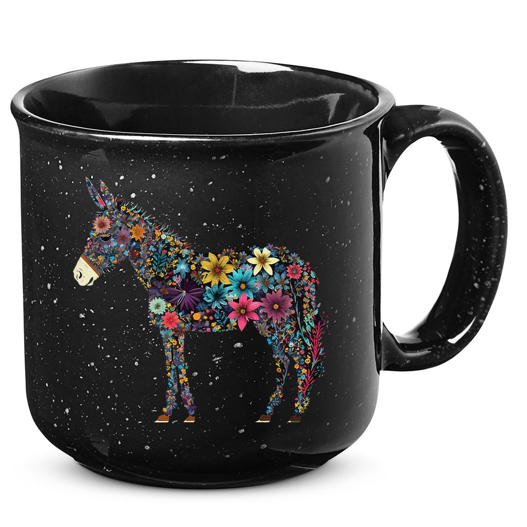 Cute Flower Donkey On Summer Floral Donkey 15oz Campfire Ceramic Mug